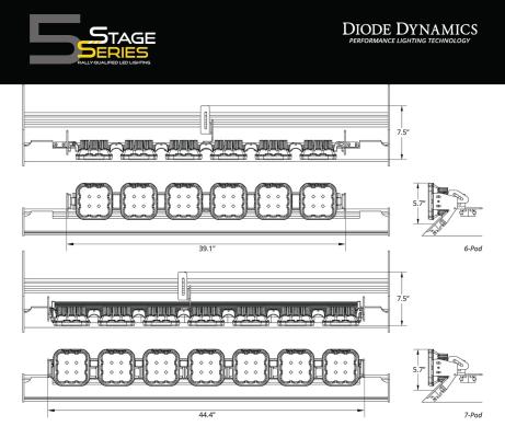 SS5 6-Pod CrossLink Mounting Kit for Prinsu/Sherpa Roof Racks, Pro Yellow Driving Diode Dynamics