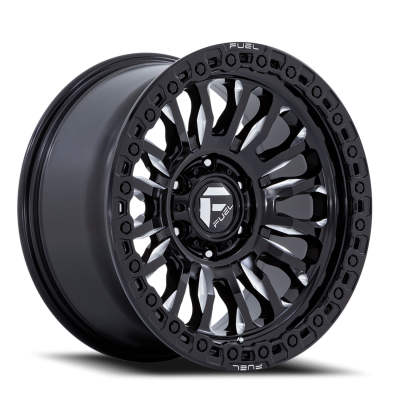 Aluminum Wheels 18X9 Rincon SBL FC857BE 5 On 127 Gloss Black Milled 71.5 Bore 1 Offset Fuel Off Road Wheels