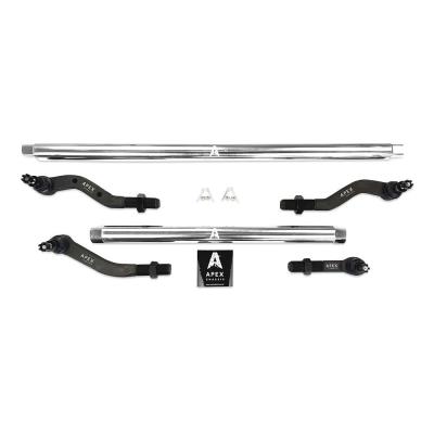 Apex Chassis Heavy Duty Tie Rod &amp; Drag Link Assembly in Polished Aluminum Fits: 07-18 Jeep Wrangler JK JKU Rubicon Sahara Sport  Note this NO-FLIP kit is Fits: vehicles with a lift of 3.5 inches or less