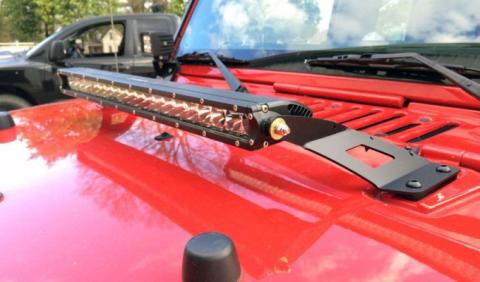 Jeep JK 20 Inch LED Single Row Hood Mounts 07-18 Wrangler JK Motobilt
