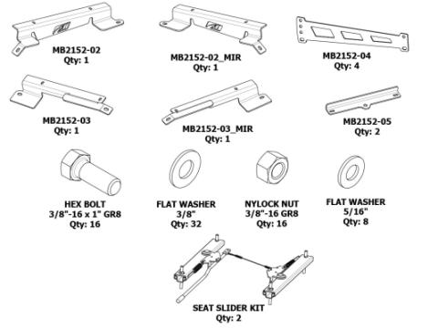 Adjustable Front PRP Seat Mounts for Jeep JL/JLU Motobilt