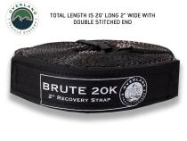 Tow Strap 20000 lbs - 2 x 30' Gray With Black Ends Overland Vehicle Systems