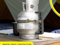 Gannett Locker 10 lb Aluminum Propane Bracket Stainless Steel Straps Black Power Tank