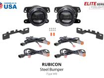 Elite Series Fog Lamps for 2018-2022 Jeep JL Wrangler Sahara/Rubicon w/ Plastic Bumper Pair Yellow 3000K Diode Dynamics