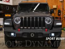 SS3 LED Fog Light Kit for 2018-2021 Jeep JL Wrangler White SAE Fog Sport w/ Backlight Type MS Bracket Kit Diode Dynamics