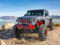Powdercoat Nighthawk Mid-tube Stinger Front Bumper with Aluminum Skid for JK, JL, and JT - Black Powdercoat Artec Industries