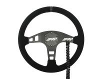 Heated Flat Suede Steering Wheel, Black PRP Seats